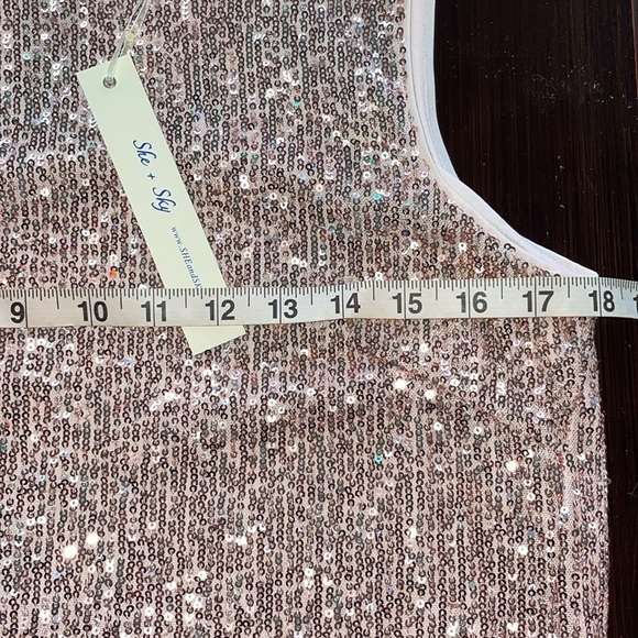 NWT She + Sky Sequined Sheath Rose Gold Pink Size Small - Picture 6 of 11